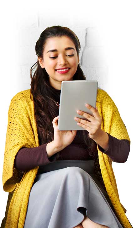 Young woman with a tablet.